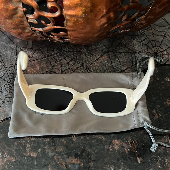 Kimorn Cream Colored Rectangular Fashion Sunglasses With Cloth Case - Picture 10 of 13